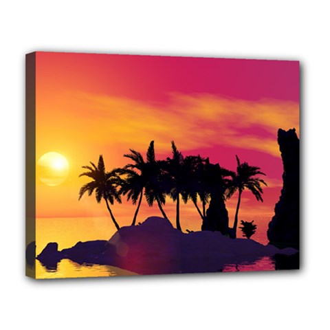 Wonderful Sunset Over The Island Canvas 14  X 11 