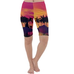 Wonderful Sunset Over The Island Cropped Leggings by FantasyWorld7