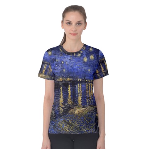 Vincent Van Gogh Starry Night Over The Rhone Women s Cotton Tees by MasterpiecesOfArt