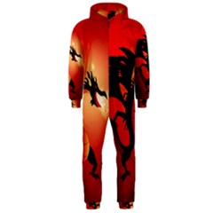 Funny, Cute Dragon With Fire Hooded Jumpsuit (men)  by FantasyWorld7