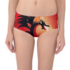 Funny, Cute Dragon With Fire Mid-waist Bikini Bottoms by FantasyWorld7