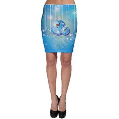 Wonderful Christmas Ball With Reindeer And Snowflakes Bodycon Skirts by FantasyWorld7