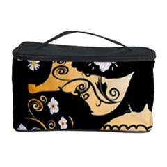 Sugar Skull In Black And Yellow Cosmetic Storage Cases