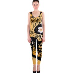Sugar Skull In Black And Yellow Onepiece Catsuits by FantasyWorld7