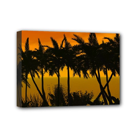 Sunset Over The Beach Mini Canvas 7  X 5  by FantasyWorld7