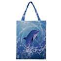 Cute Dolphin Jumping By A Circle Amde Of Water Classic Tote Bags View1