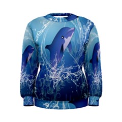 Cute Dolphin Jumping By A Circle Amde Of Water Women s Sweatshirts