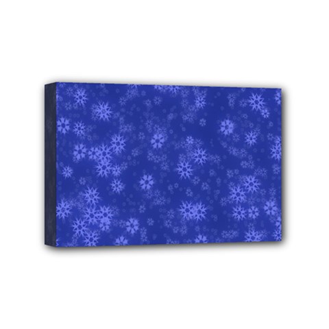 Snow Stars Blue Mini Canvas 6  X 4  by ImpressiveMoments