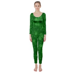 Snow Stars Green Long Sleeve Catsuit by ImpressiveMoments