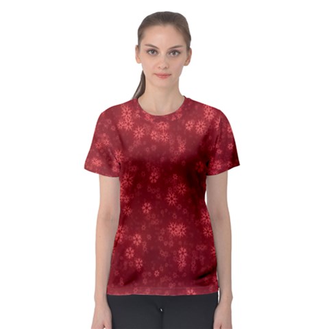 Snow Stars Red Women s Sport Mesh Tees by ImpressiveMoments