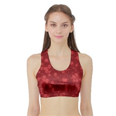 Snow Stars Red Women s Sports Bra With Border by ImpressiveMoments