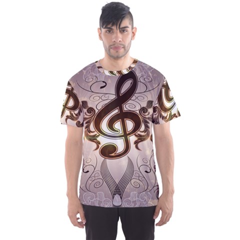 Music, Wonderful Clef With Floral Elements Men s Sport Mesh Tees by FantasyWorld7