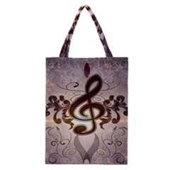 Music, Wonderful Clef With Floral Elements Classic Tote Bags by FantasyWorld7