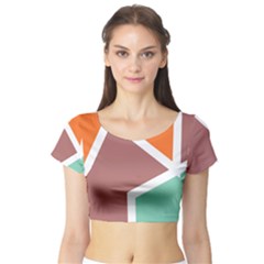 Misc Shapes In Retro Colors Short Sleeve Crop Top by LalyLauraFLM