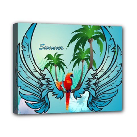 Summer Design With Cute Parrot And Palms Canvas 10  X 8 