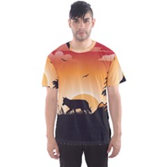 The Lonely Wolf In The Sunset Men s Sport Mesh Tees