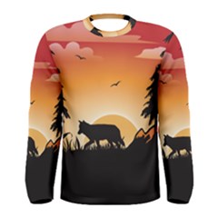 The Lonely Wolf In The Sunset Men s Long Sleeve T-shirts