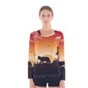The Lonely Wolf In The Sunset Women s Long Sleeve T-shirts View1