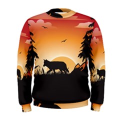 The Lonely Wolf In The Sunset Men s Sweatshirts