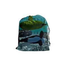Submarine With Orca Drawstring Pouches (medium)  by FantasyWorld7