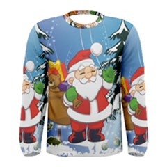 Funny Santa Claus In The Forrest Men s Long Sleeve T-shirts by FantasyWorld7