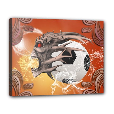 Soccer With Skull And Fire And Water Splash Canvas 14  X 11  by FantasyWorld7
