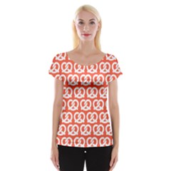 Coral Pretzel Illustrations Pattern Women s Cap Sleeve Top by GardenOfOphir