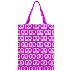 Pink Pretzel Illustrations Pattern Zipper Classic Tote Bags by GardenOfOphir