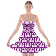 Purple Pretzel Illustrations Pattern Strapless Bra Top Dress by GardenOfOphir