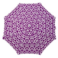 Purple Pretzel Illustrations Pattern Straight Umbrellas by GardenOfOphir