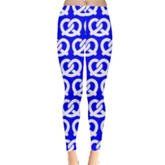 Blue Pretzel Illustrations Pattern Women s Leggings by GardenOfOphir