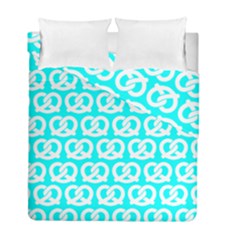 Aqua Pretzel Illustrations Pattern Duvet Cover (twin Size) by GardenOfOphir