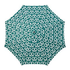 Teal Pretzel Illustrations Pattern Golf Umbrellas by GardenOfOphir