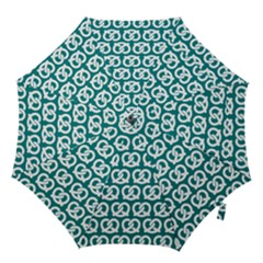 Teal Pretzel Illustrations Pattern Hook Handle Umbrellas (Medium)