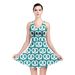 Teal Pretzel Illustrations Pattern Reversible Skater Dresses