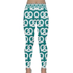 Teal Pretzel Illustrations Pattern Yoga Leggings