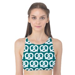 Teal Pretzel Illustrations Pattern Tank Bikini Top