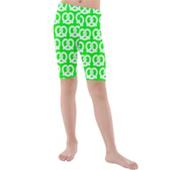 Neon Green Pretzel Illustrations Pattern Kid s Swimwear by GardenOfOphir