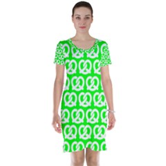 Neon Green Pretzel Illustrations Pattern Short Sleeve Nightdresses by GardenOfOphir