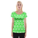 Neon Green Pretzel Illustrations Pattern Women s Cap Sleeve Top View1