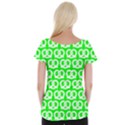 Neon Green Pretzel Illustrations Pattern Women s Cap Sleeve Top View2