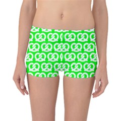 Neon Green Pretzel Illustrations Pattern Boyleg Bikini Bottoms by GardenOfOphir