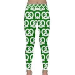 Green Pretzel Illustrations Pattern Yoga Leggings by GardenOfOphir