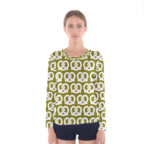 Olive Pretzel Illustrations Pattern Women s Long Sleeve T-shirts by GardenOfOphir