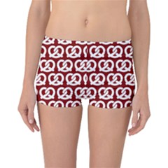 Red Pretzel Illustrations Pattern Boyleg Bikini Bottoms by GardenOfOphir