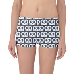 Gray Pretzel Illustrations Pattern Reversible Boyleg Bikini Bottoms by GardenOfOphir