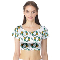 Pineapple Pattern Short Sleeve Crop Top