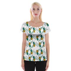 Pineapple Pattern Women s Cap Sleeve Top