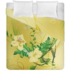 Wonderful Soft Yellow Flowers With Leaves Duvet Cover (double Size) by FantasyWorld7