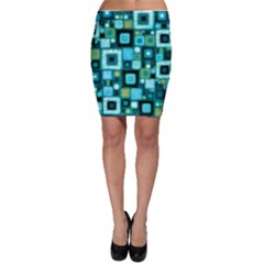 Teal Squares Bodycon Skirts